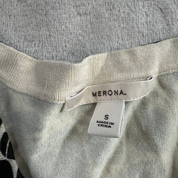 Merona Black and White Modern Abstract Pattern Cardigan - Picture 3 of 7